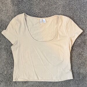 Women's Beige Scoop Neck Top